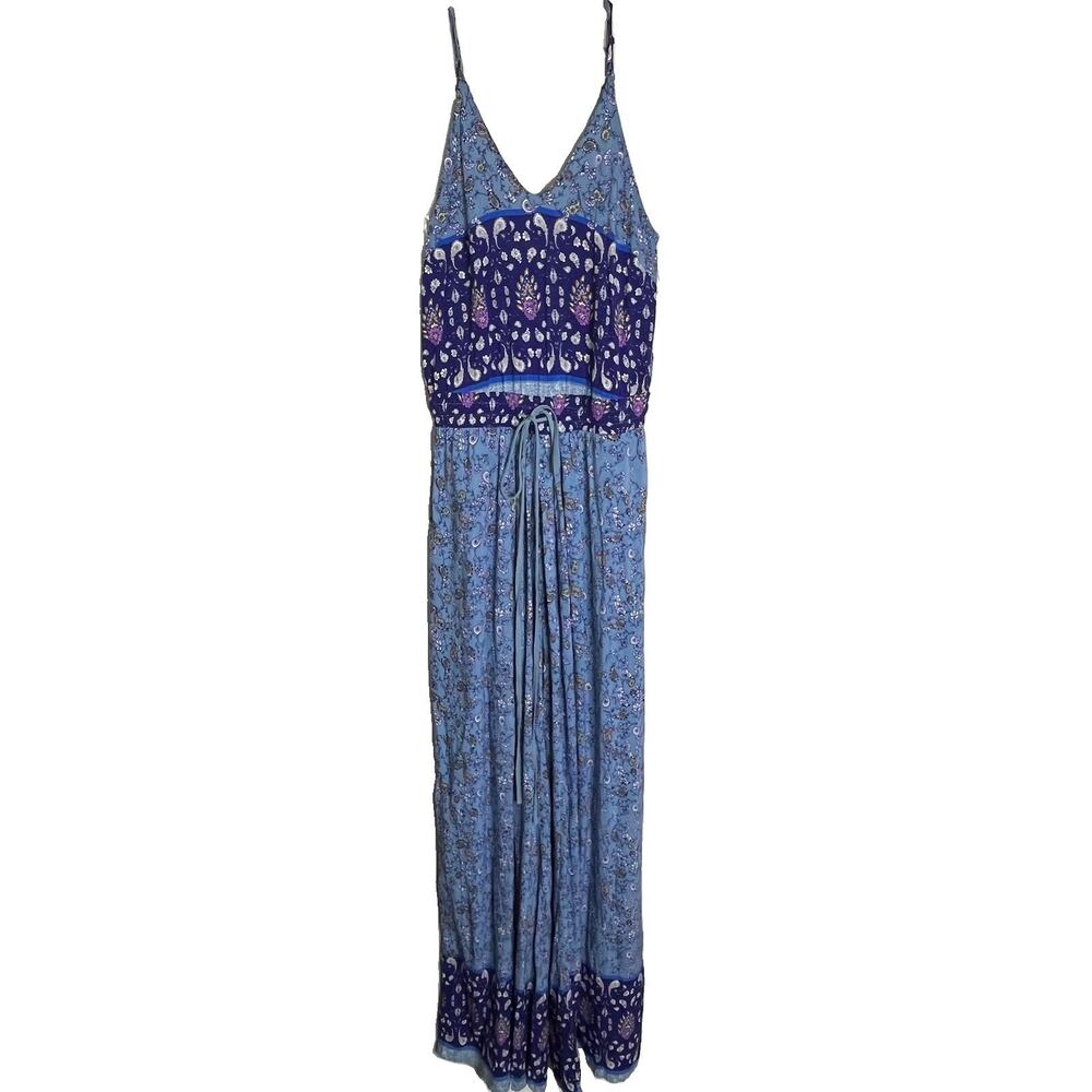 Jaase Jumpsuit Size M Wide Leg Blue Paisley Adjustable Straps Bohemian Festival - Picture 4 of 13